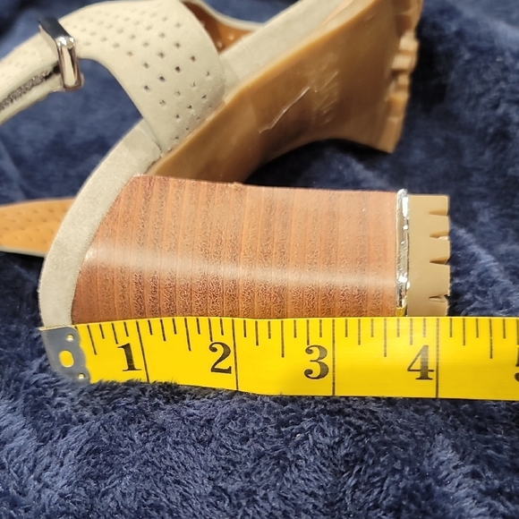 SARTO By Franco Sarto Grey Perforated Block Heel Sandals - Picture 9 of 9